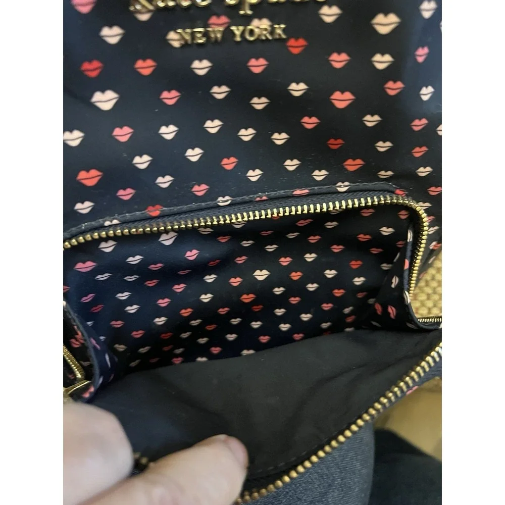 Kate Spade Watson Lips Hartley Nylon Mini Backpack bag purse Navy And Pink